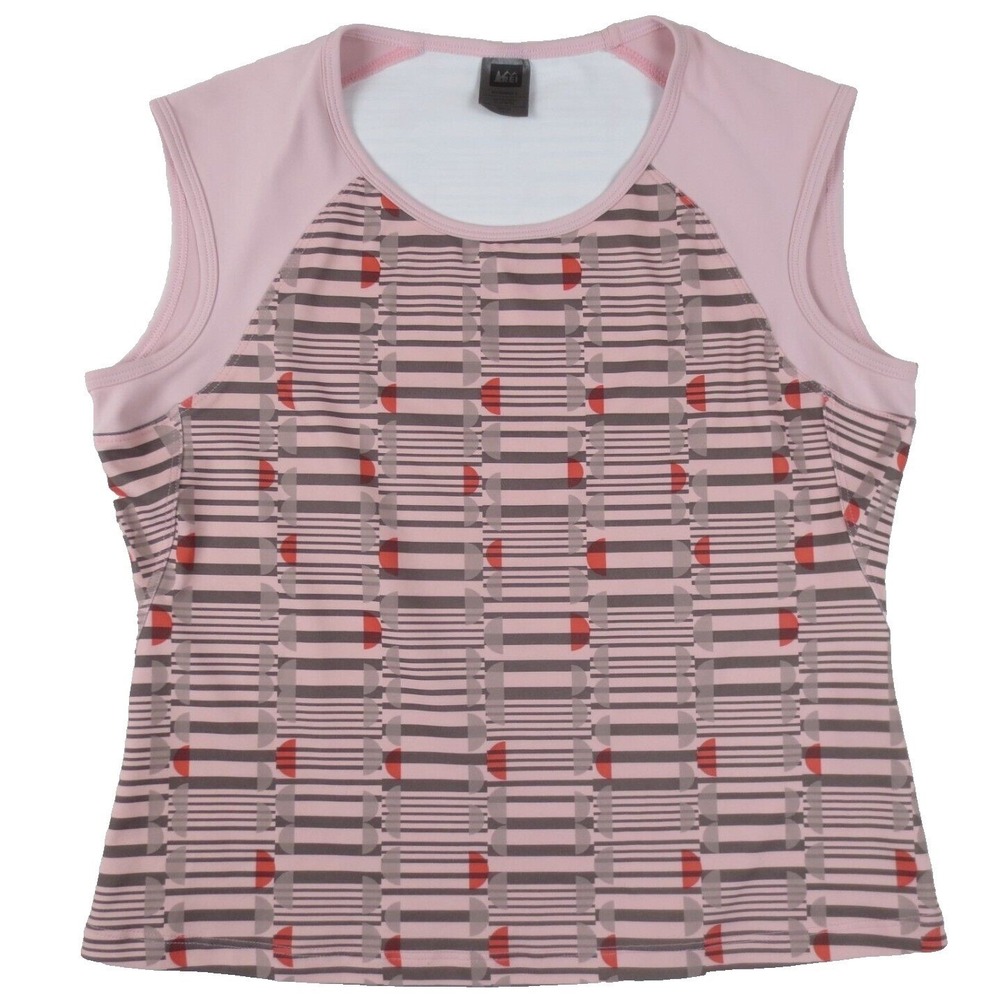REI Athletic Top Womens Large Pink Geometric Sleeveless Pullover Made in USA